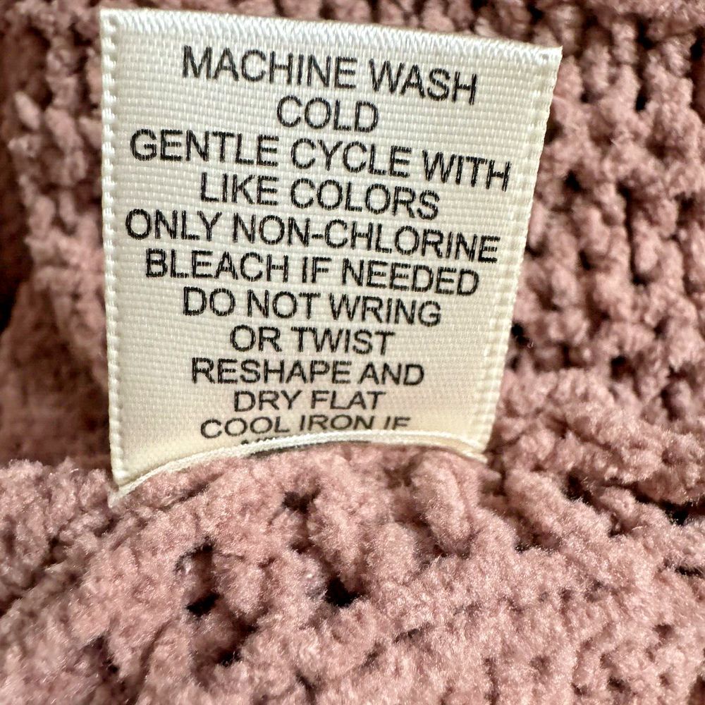 SINCERELY JULES Cable Knit Sweater Medium Dusty Pink Nude Soft V-Neck Collared - Picture 6 of 10